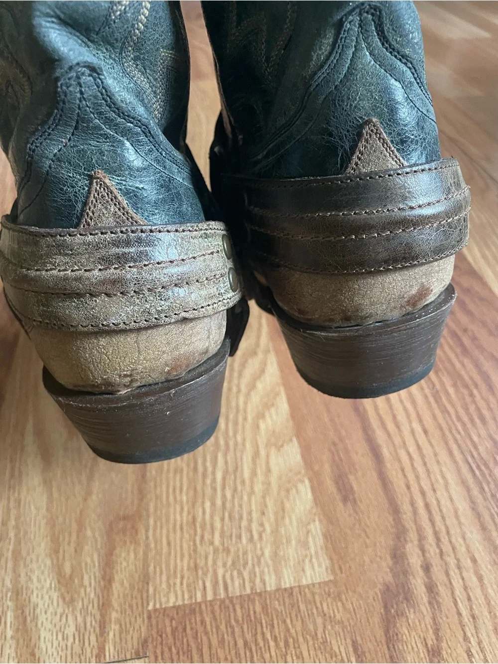 STETSON Outlaw Harness Boots Distressed Dark   Charcoal Blue Gray Men US 9.5 D